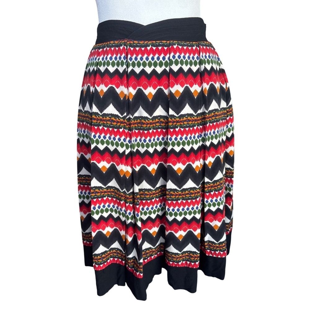 Fei Anthropologie Skirt Size‎ 6 Aztec Color Block Geo Print Full Pleated Lined